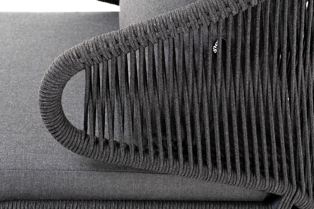 "Милан" лаунж-зона 4-местная плетеная из роупа (веревки), каркас алюминиевый темно-серый, роуп темно-серый