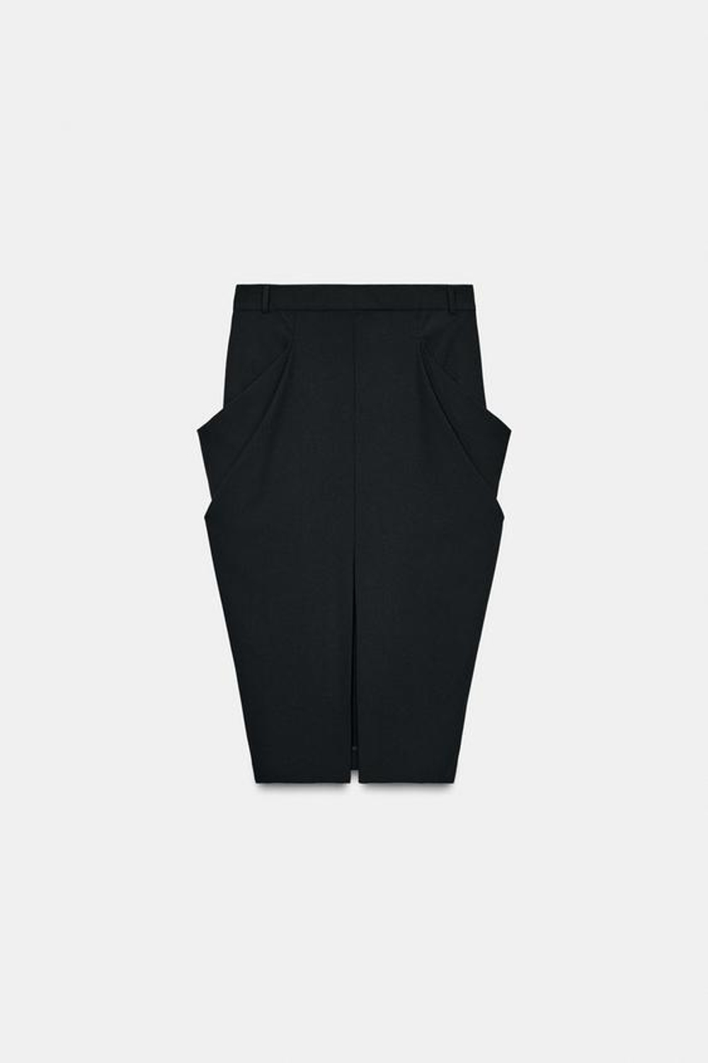 ZARA ЮБКА МИДИ С ДРАПИРОВАННЫМИ КАРМАНАМИ — ZW COLLECTION, ЧЕРНЫЙ