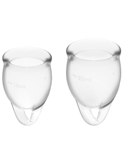 Набор менструальных чаш, 2шт, 15 и 20 мл Feel confident Menstrual Cup Transparent с петелькой