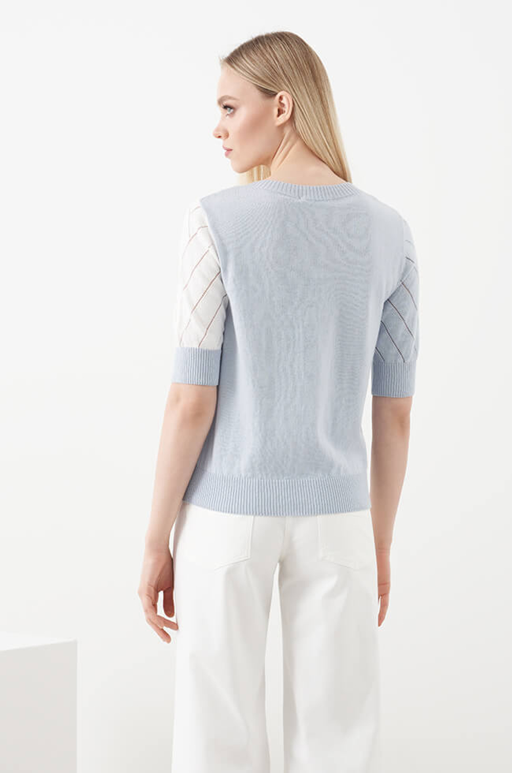 22849 Джемпер женский (серо-голубой/молочный)