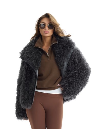 Графитовая шуба-косуха из овчины калган