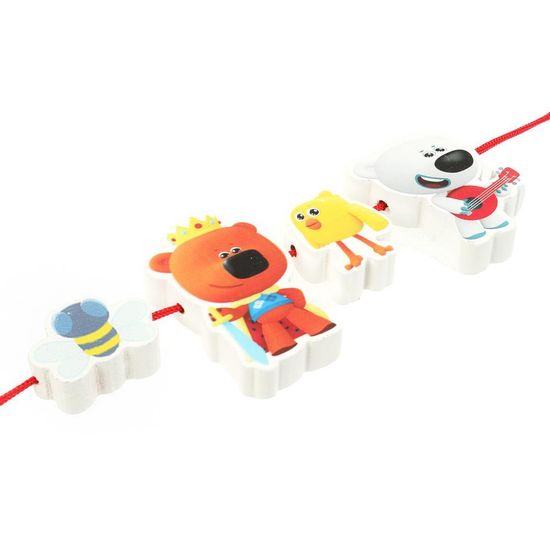 Развивающая игрушка из дерева «Ми-ми-мишки. Шнуровка-бусы» 17*13см пакет Буратино