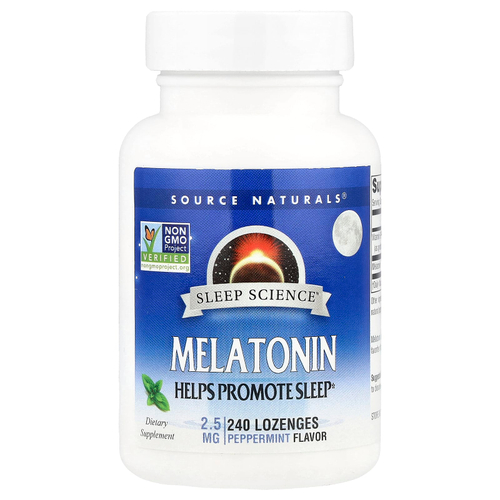 Source Naturals, Мелатонин, перечная мята, 2,5 мг, 240 пастилок