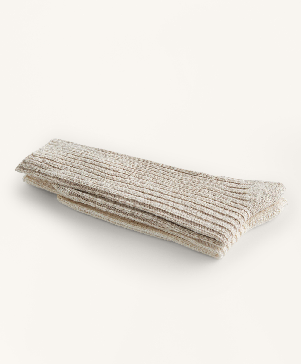 OYSHO Две пары классических носков в рубчик, светлый экрю