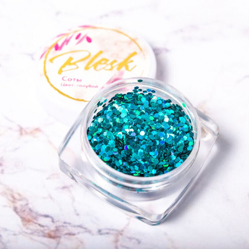 Blesk, Дизайн для ногтей "Соты", цвет голубой