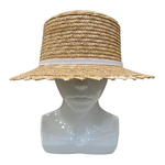 Канотье пшеница Солнышко с белой лентой