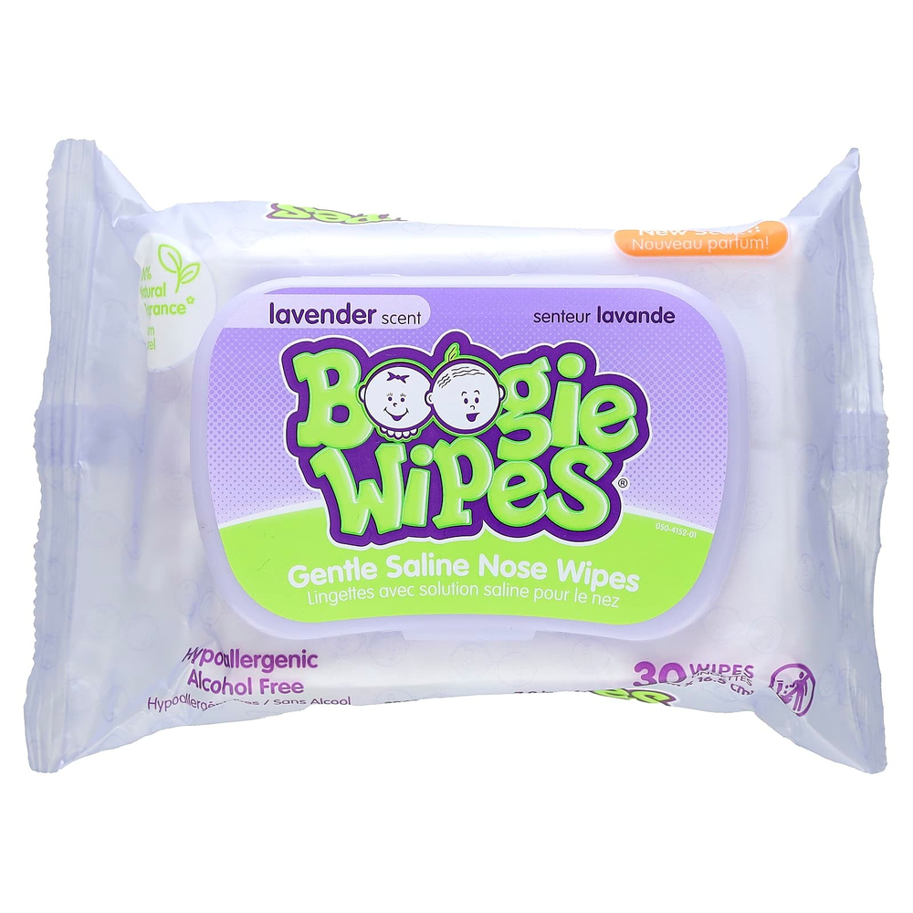 Boogie Wipes, Нежные солевые салфетки для носа, аромат лаванды, 30 салфеток