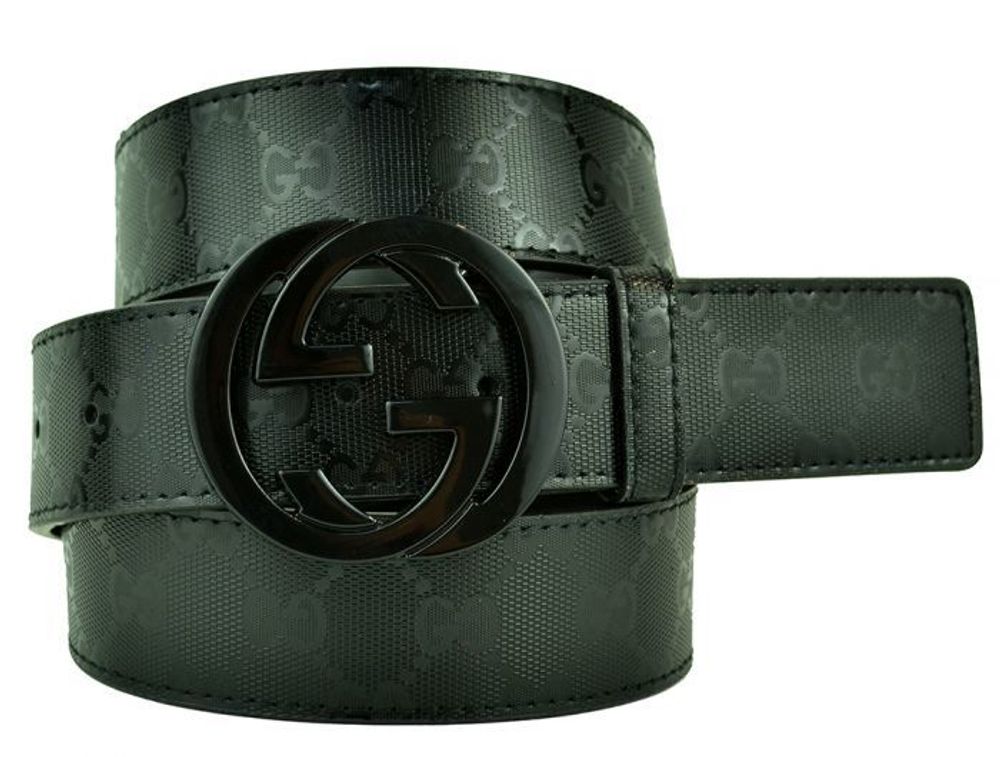 Стильный брендовый ремень мужской для джинс чёрный с чёрной пряжкой гвоздик Gucci (копия) 40 мм 40brend-KZ-275