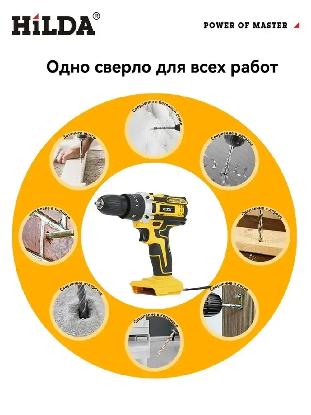HILDA дрель шуруповерт аккумуляторная 25+3 Режима