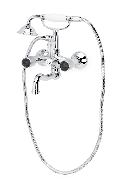 Boheme Смеситель для ванны, душ. компл. ROYAL CRYSTAL black, хром переключатель чёрный Swarovski_Комплект