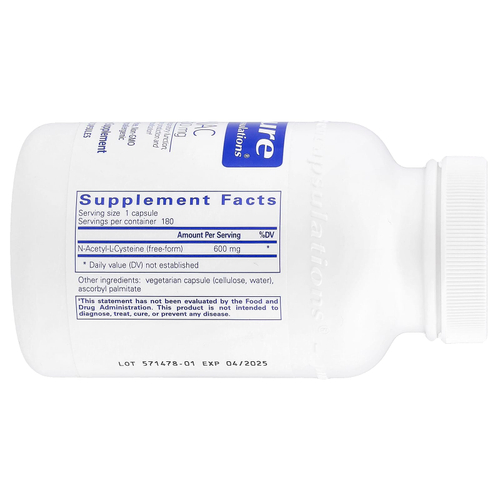 Pure Encapsulations, NAC, 600 мг, 180 капсул