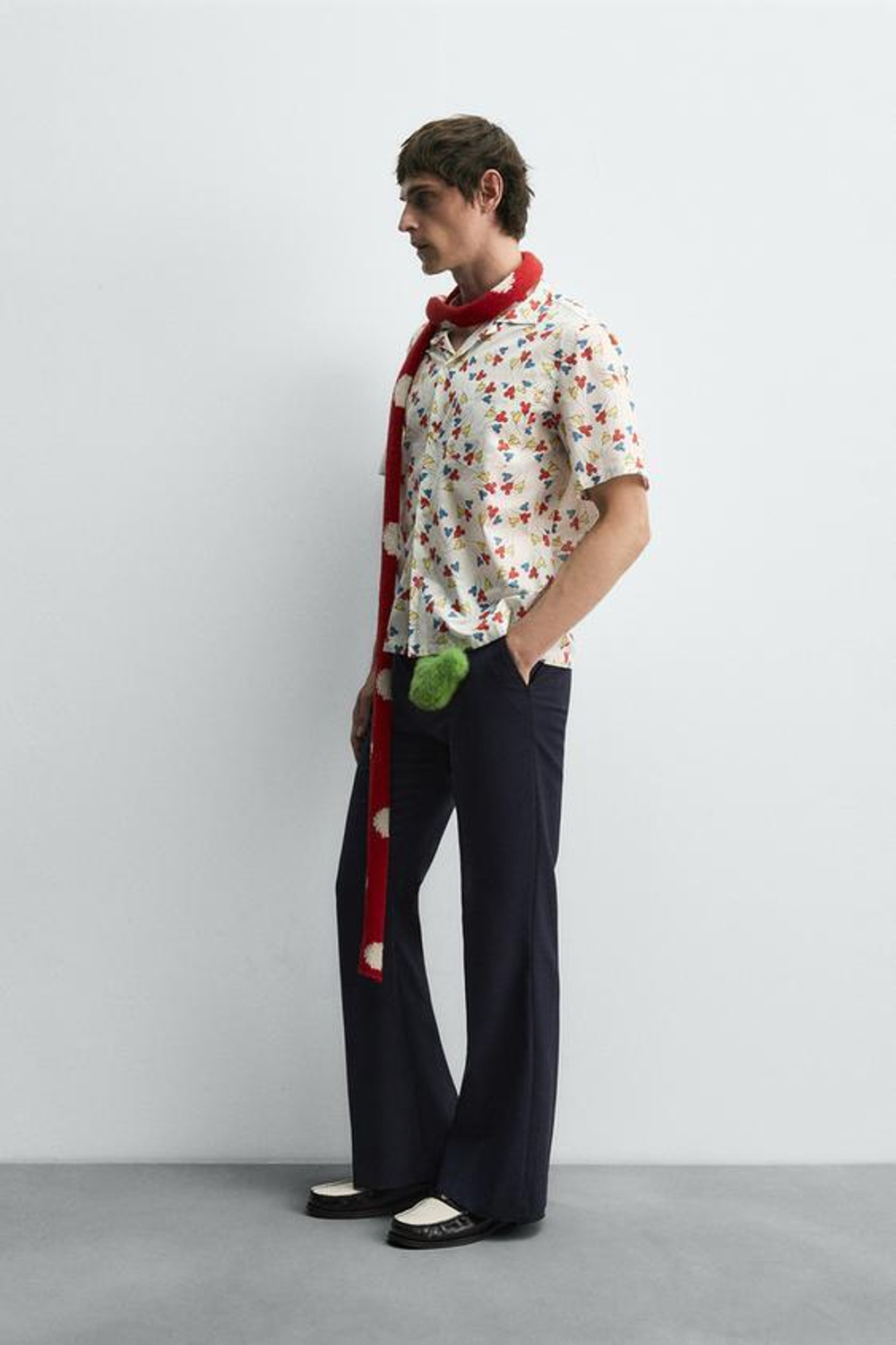 ZARA HARRY LAMBERT X DISNEY РУБАШКА С ШАРАМИ MICKEY MOUSE, БЕЛЫЙ