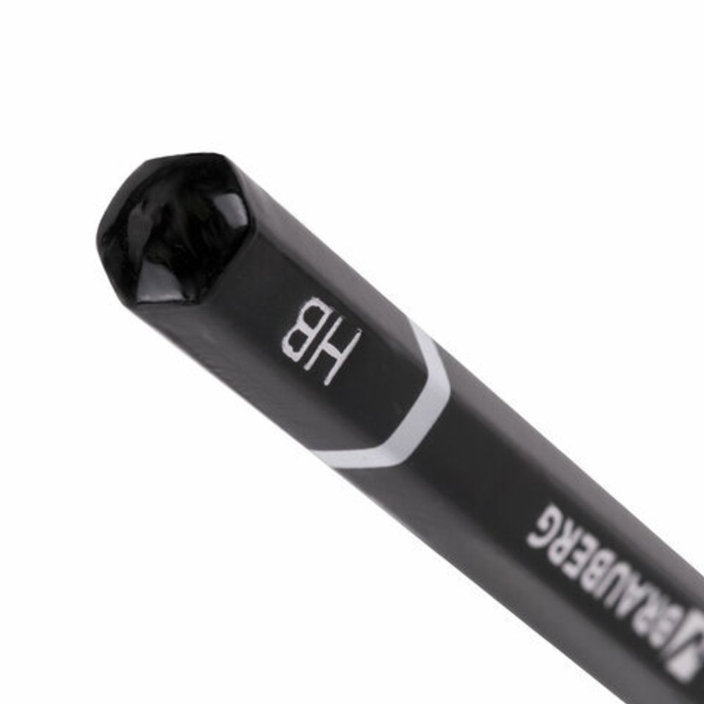 Карандаш чернографитный BRAUBERG, 1 шт., "Touch line", НВ, без резинки, корпус черный, заточенный, 180621