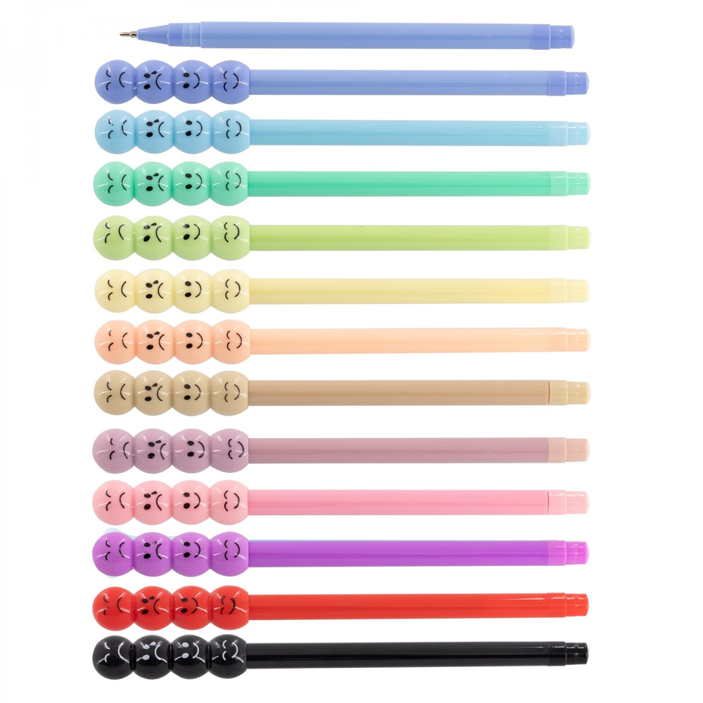 Набор шариковых ручек Alingar, "Смайл", 12 цветов, 0,7 мм, на масляной основе, цветной пластик. корпус, ПВХ чехол, европодвес