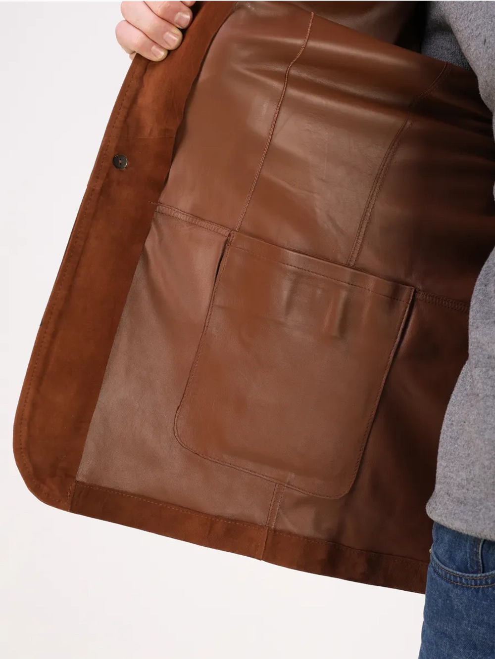 Кожаная куртка демисезонная замшевая натуральный пиджак