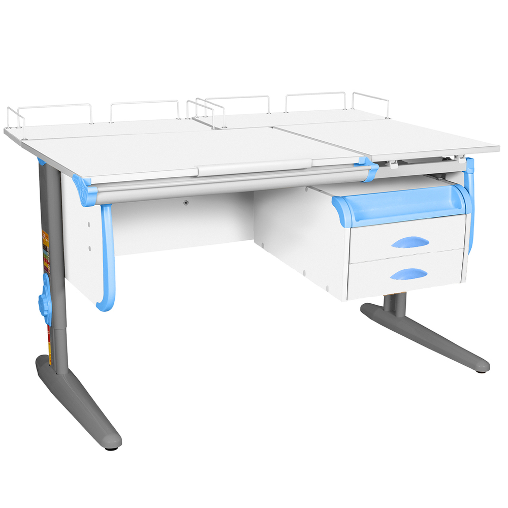 Растущая парта Дэми СУТ 25 с задними полками СУТ.15.210 и навесной тумбой (1200×880 мм)