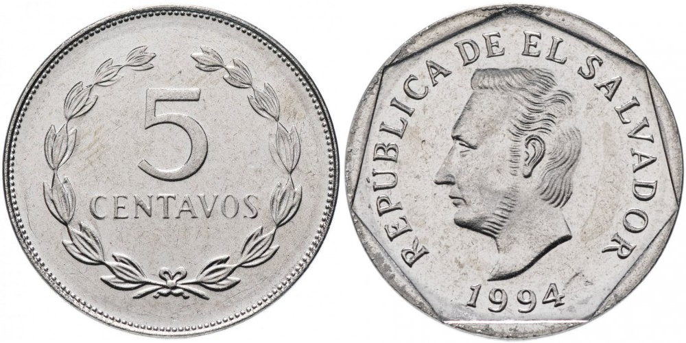 Сальвадор 5 сентаво, 1987 - 2000 Франсиско Морасан XF