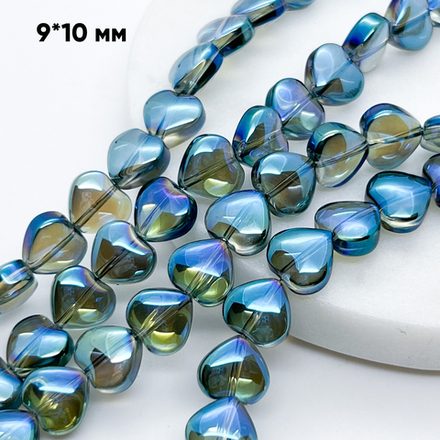 Бусина стекло Сердце, размер 9,5*10,3 мм, цена за набор 10 шт