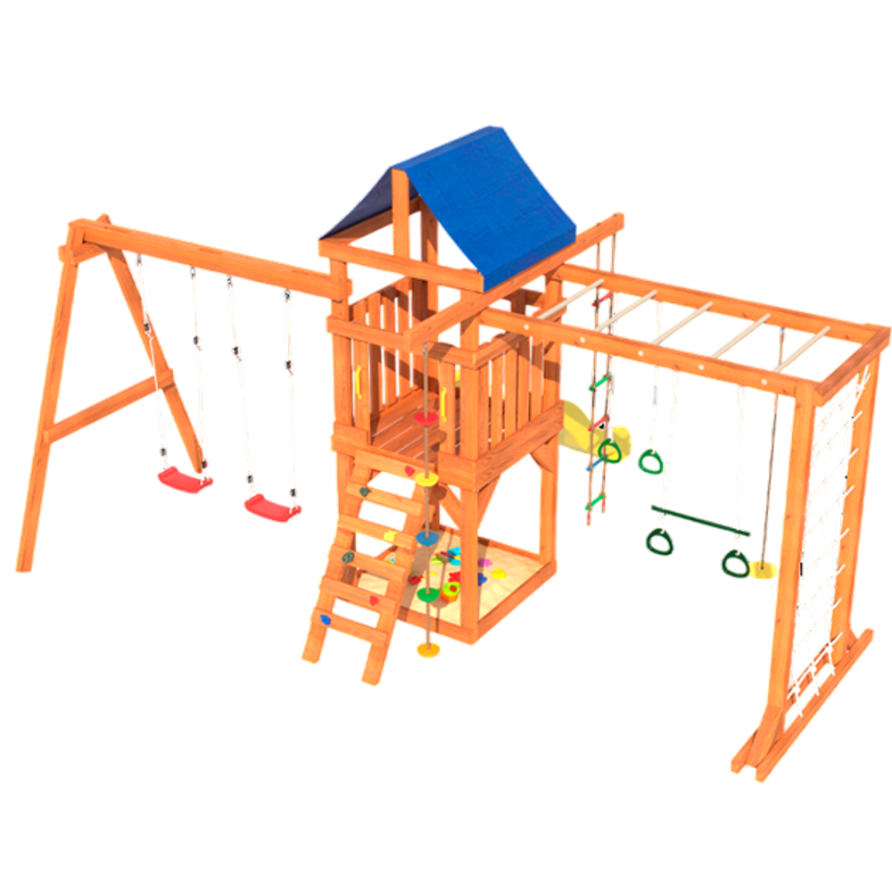 Детская площадка Fun Land с сеткой, рукоходом и качелями лодочка