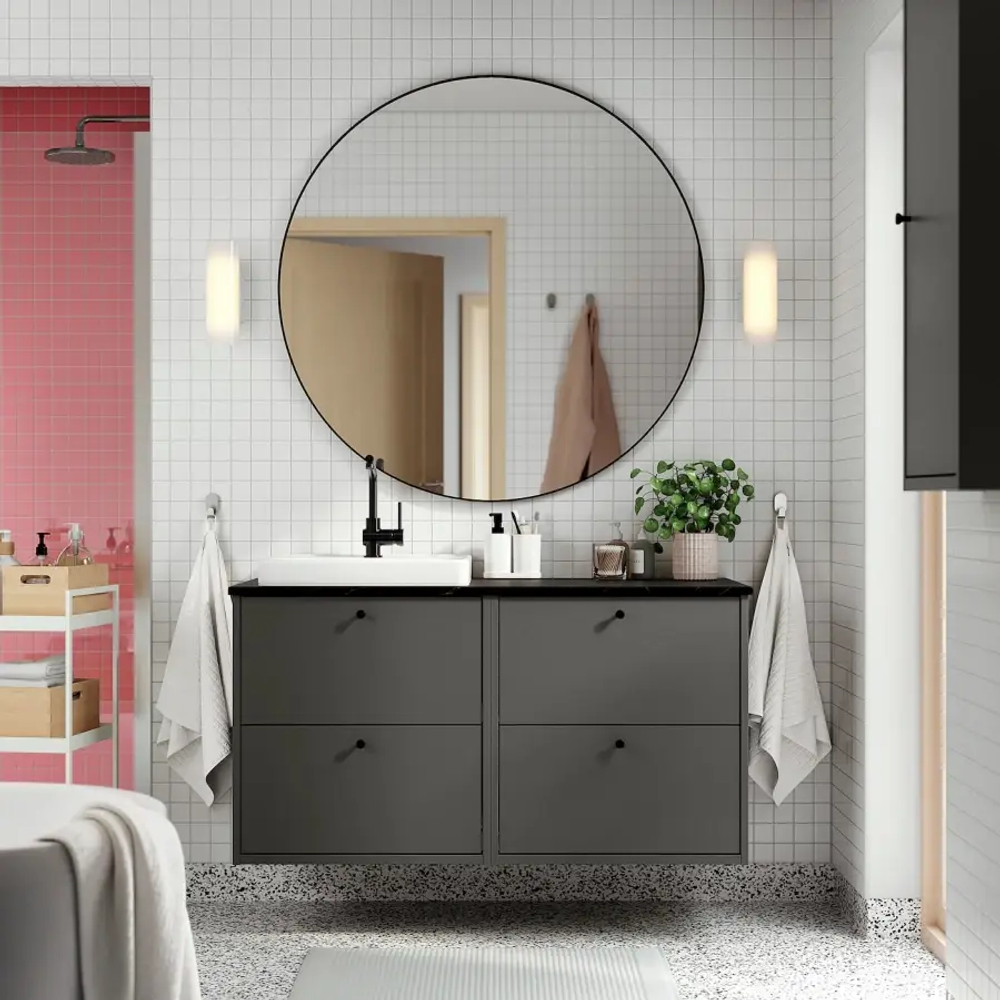 Тумба для ванной  - HAVBÄCK / ORRSJÖN/  HAVBАCK / ORRSJОN IKEA/ХАВБЕК / ОРРДЖЕН ИКЕА, 71х122 см, черный