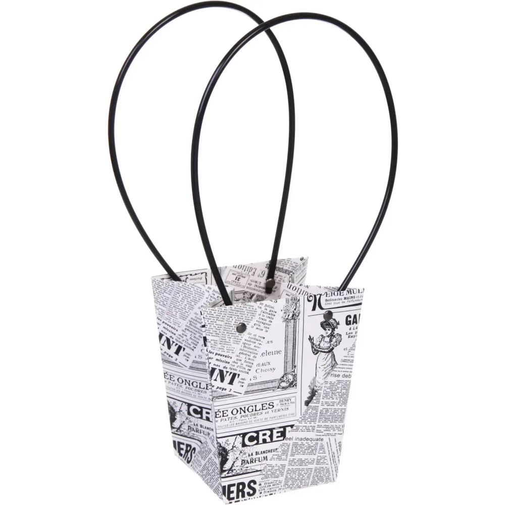 Пакет для цветов и подарков «Газета» 15,5*13*9,5 см