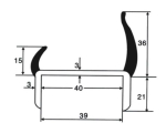 Уплотнитель для ворот фургона резинопластик 40мм, (3 м.)