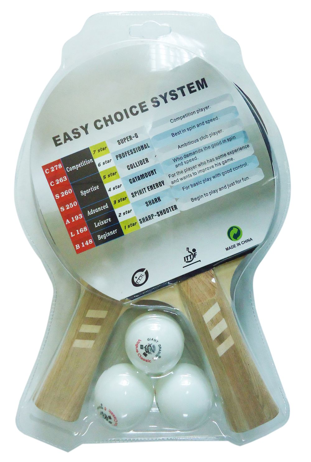 Набор для настольного тенниса Proxima-Giant Dragon 3* арт. VC090301