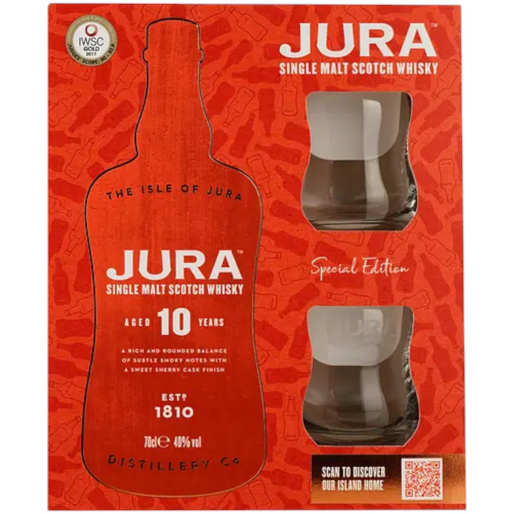 Виски Jura 10 YO Malt в подарочной упаковке с 2 бокалами 0,7 л.