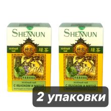 Чай зеленый Shennun с яблоком и мятой 100 г, 2 шт