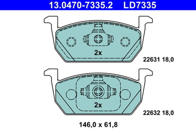 ATE - 13047073352-ATE - Brake Pad Set, disc brake