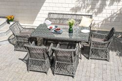 "Катания" обеденная группа плетеная на 6 персон, цвет графит