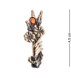 AM-3988 Брошь «Букет Джульетты» (латунь, янтарь)