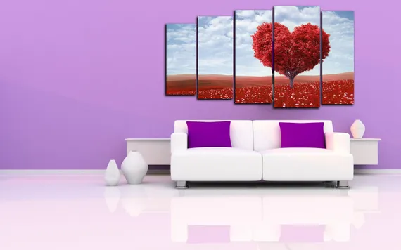 Модульная картина "Красное дерево любви"