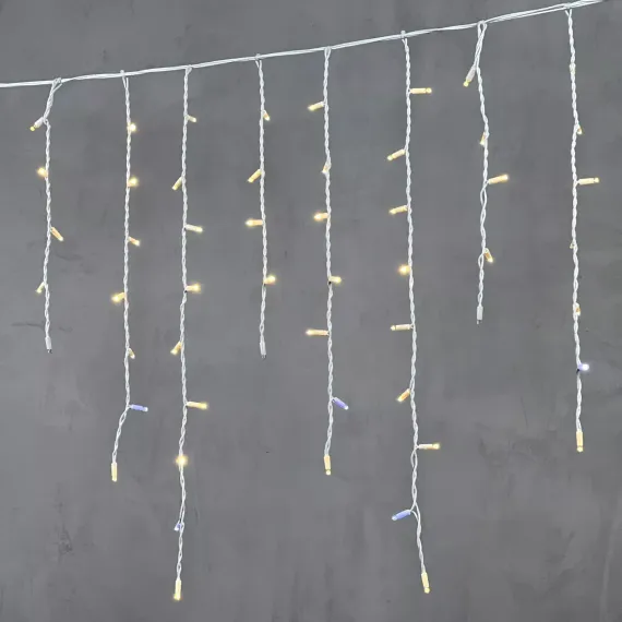 Светодиодная бахрома с колпачком 3,2*0,9 м., 168 теплых белых LED ламп, мерцание, каучуковый белый провод, LTC (LL168BLW-8-2WW)