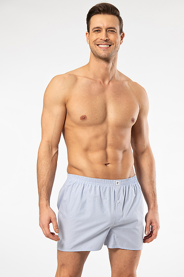 Трусы мужские боксеры светло-голубой клетка