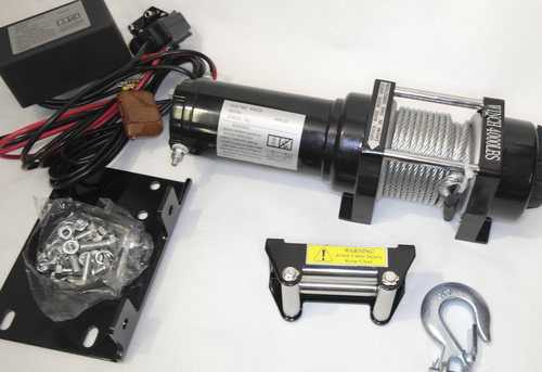 4000 Lbs + ПУ НА РУЛЬ (Сталь) / Лебедка 4000lbs (сталь) с пультом на руль, 12V ATV Electric Winch 4000lbs / 1814 кг со стальным тросом(9.3кг, 37х32х17см)