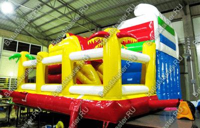 Коммерческий батут "Белый клык" с механизированной головой, цвет красно-желтый, 6*5*4 м