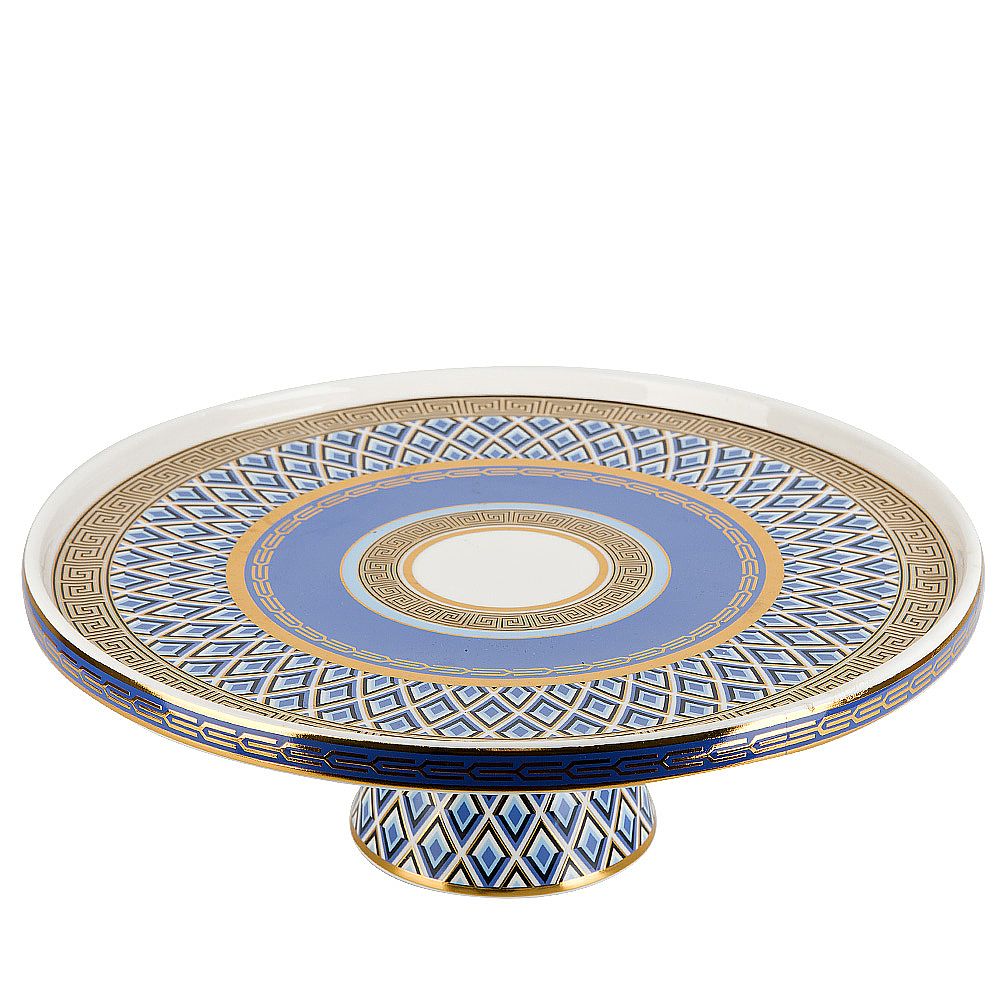 Тортовница на ножке "Golden Blue" d=31см. h=10см (фарфор) (подарочная упаковка)