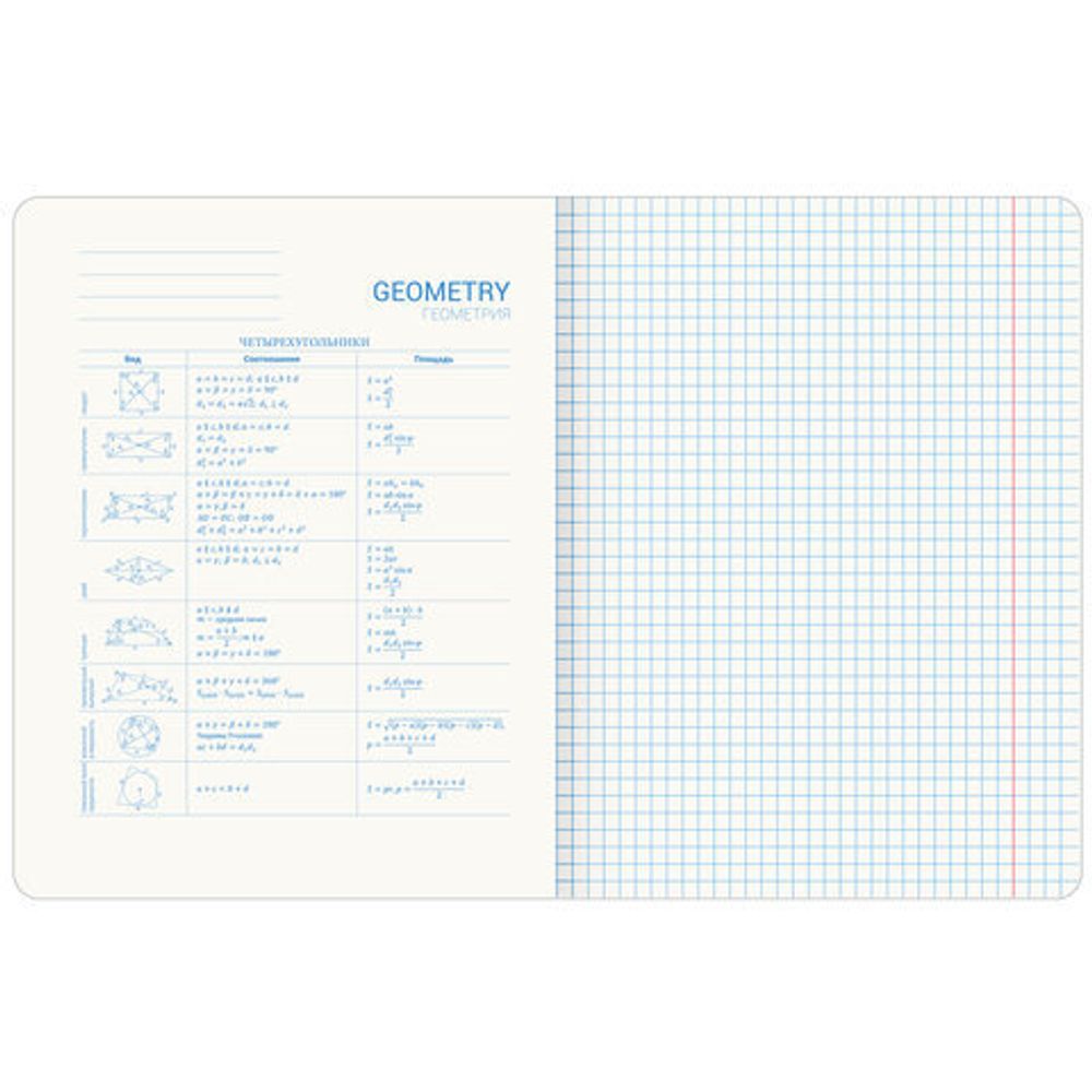 Тетрадь предметная со справочным материалом ORIGINAL 48 л., TWIN лак, ГЕОМЕТРИЯ, клетка, BRAUBERG, 404302