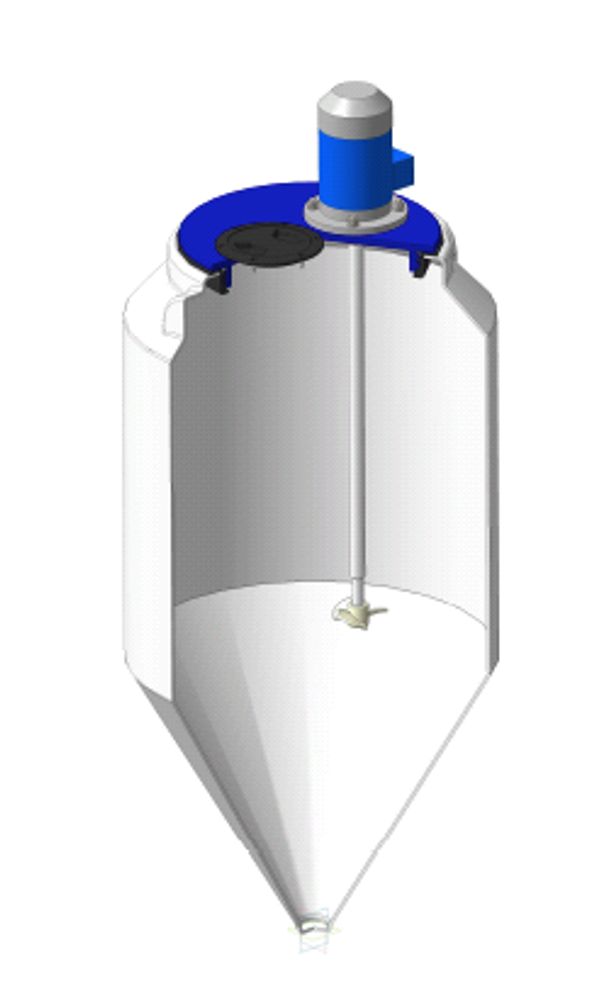 Емкость ФМ 120 белый в обрешетке с пропеллерной мешалкой ЭкоПром ФМ/ЦКТ 120 л. вертикальная конусообразная (550x550x1430см;32,2кг;Белый) - арт.557279