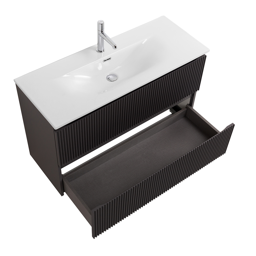 Тумба с раковиной подвесная BelBagno UNO-MINI-1000-2C-SO-GSO Темно-Серый матовый, раковина белая BB-8099-3-100