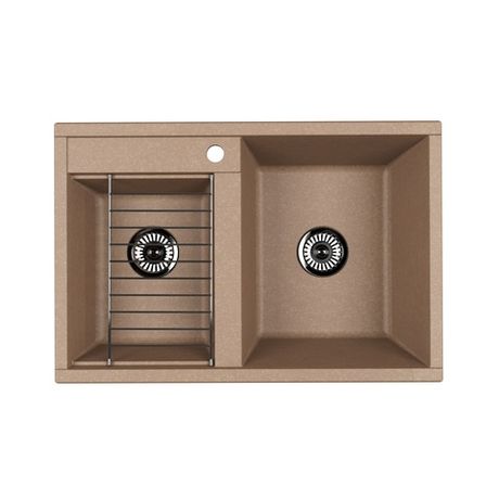 Кухонная мойка AQUATON Делия 78 двойная раковина Латте