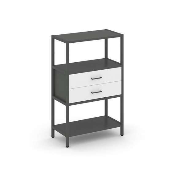 Shelf System Односекционный стеллаж трехярусный с ящиками SN.STM-312 Антрацит/Белый/Металл Антрацит