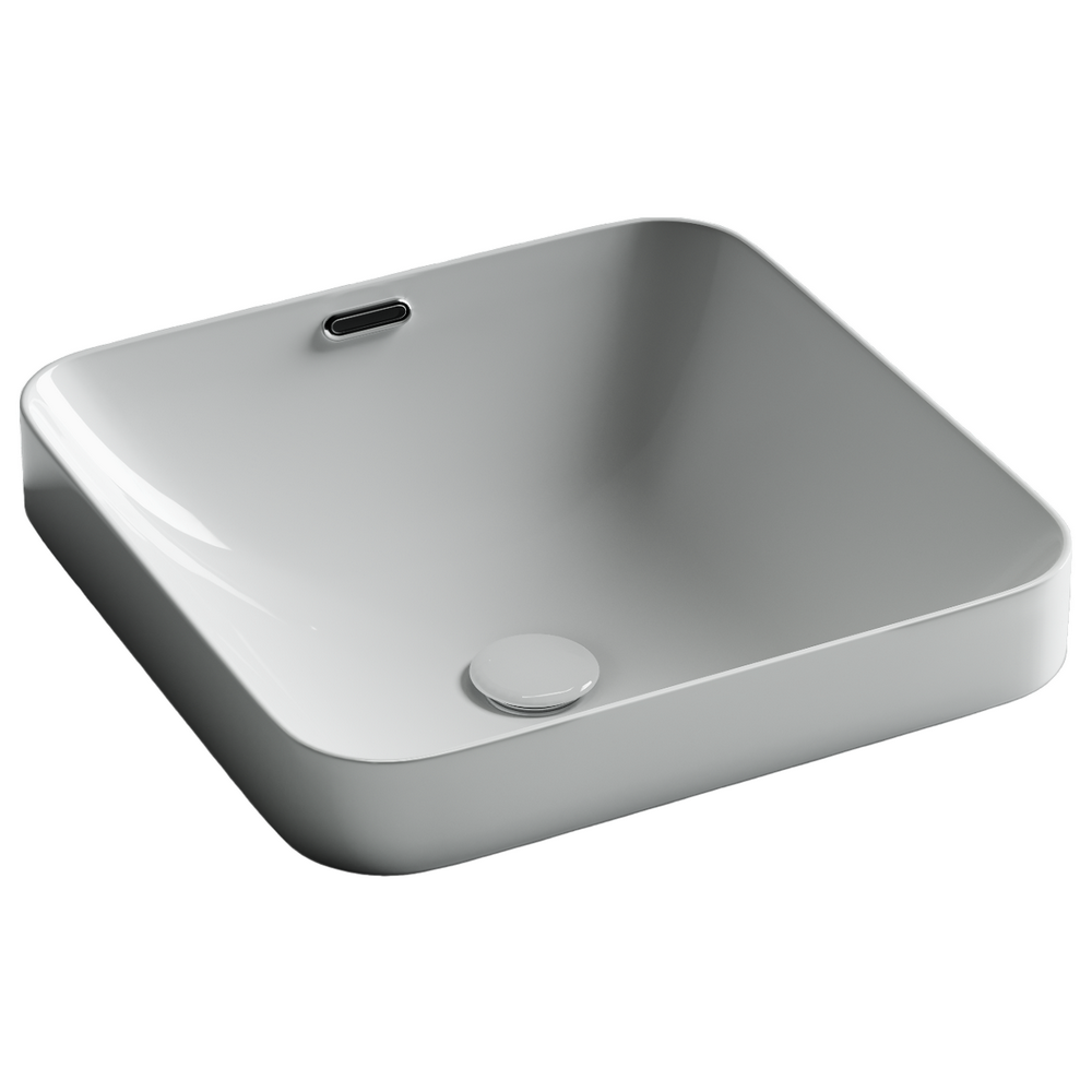 Раковина встраиваемая сверху CERAMICANOVA Element с отверстием слива - перелива квадратной формы 438x438x172 мм цвет белый арт. CN6077