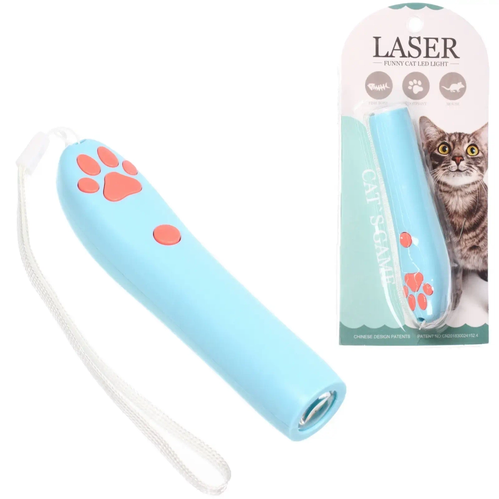 Лазерная указка для кошек «Лапка - Царапка», цвет голубой,1 режим, 16,2*2,6см (работает от 3 батареек AG13)