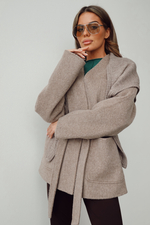 Пальто из мягкой шерсти и кашемиром с косынкой