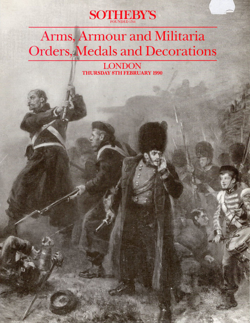 Каталог аукциона Sotheby's, Лондон, Оружие, вооружение, военные ордена и медали от 8 февраля 1990 года