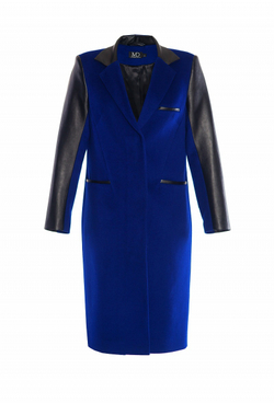 Пальто прямого силуэта с рукавами из экокожи LE-11-17FW