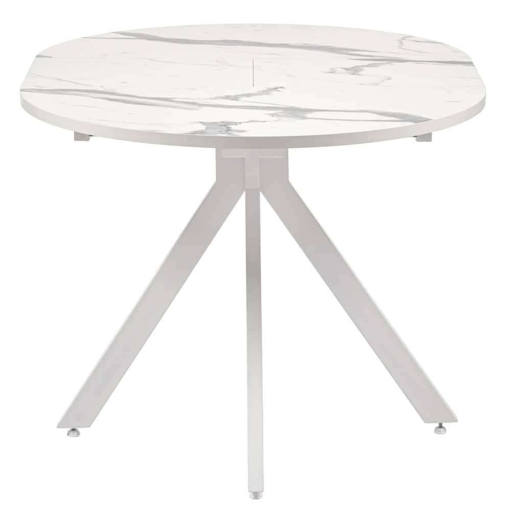Стол Rudolf круглый раскладной 90-120x90x75см, белый мрамор, белый
