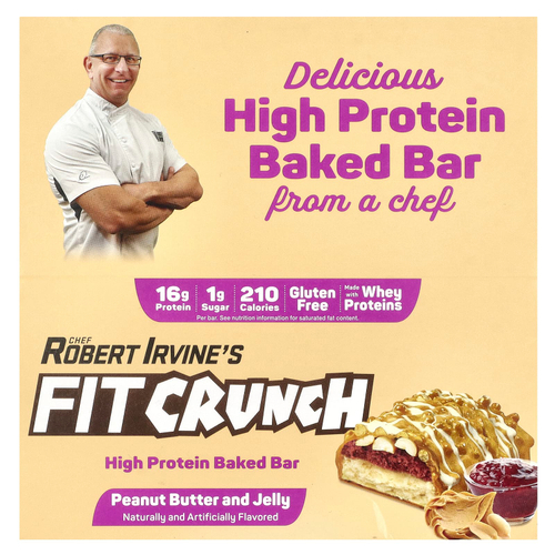 FITCRUNCH, высокопротеиновый запеченный батончик, арахисовая паста и желе, 9 батончиков по 1,62 г (46 г)